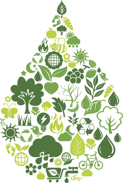 泪滴形状与绿色图标图片下载