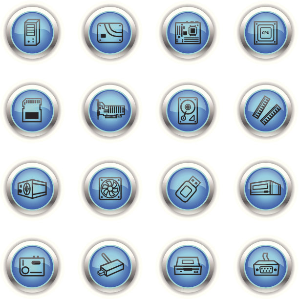 蓝色图标-计算机组件图片下载
