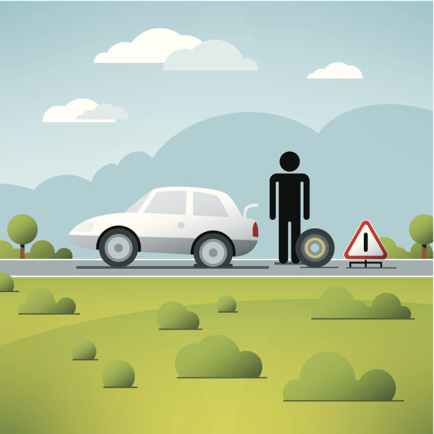 扁平后轮改变汽车矢量图片下载