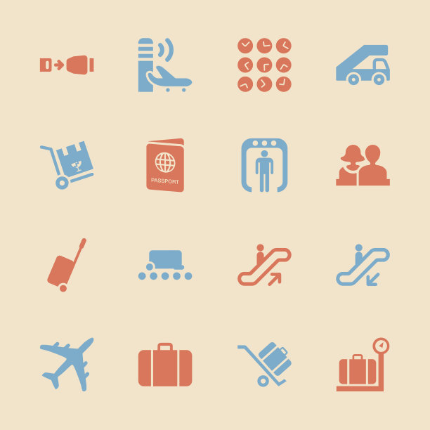 机场图标-彩色系列| EPS10图片下载