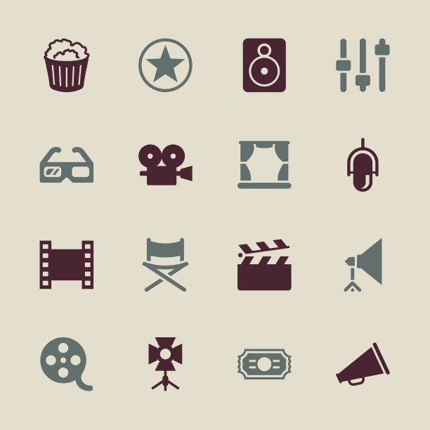 电影工业图标-彩色系列| EPS10图片下载