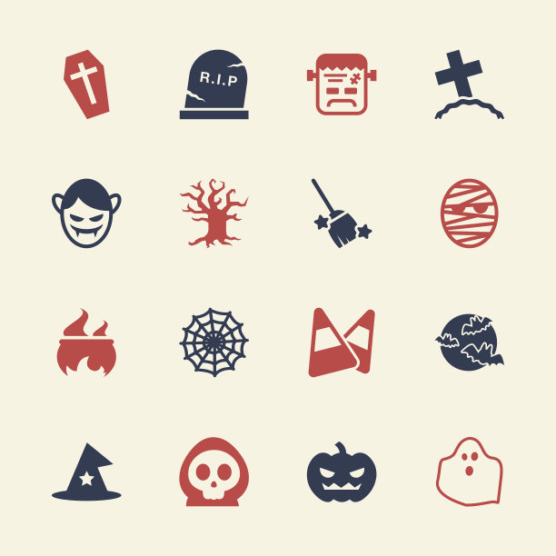 万圣节图标-颜色系列| EPS10图片下载