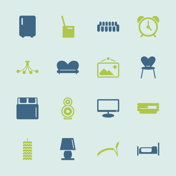 家用室内图标-彩色系列| EPS10图片下载