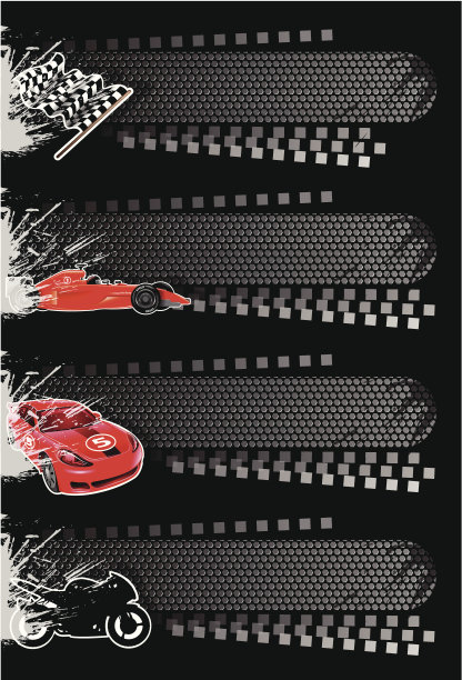 四个矢量运动横幅，包括汽车图片下载