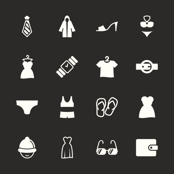 服装和配件图标-白色系列| EPS10图片下载
