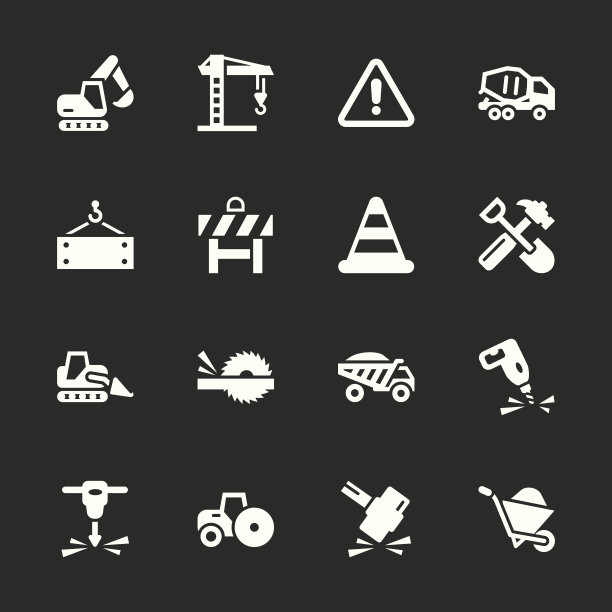 建筑图标-白色系列| EPS10图片下载