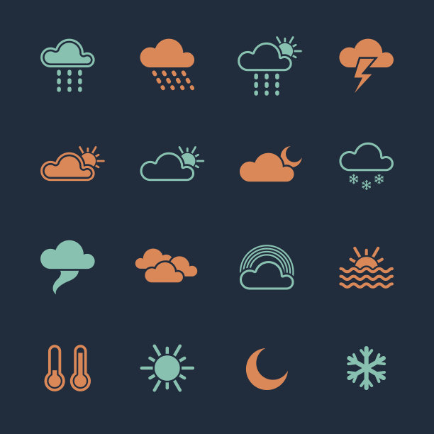 天气图标-颜色系列| EPS10图片下载