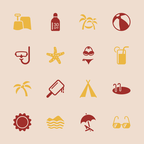 夏季图标-彩色系列| EPS10图片下载