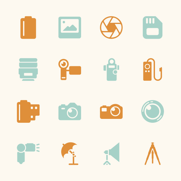 摄影图标-彩色系列| EPS10图片下载