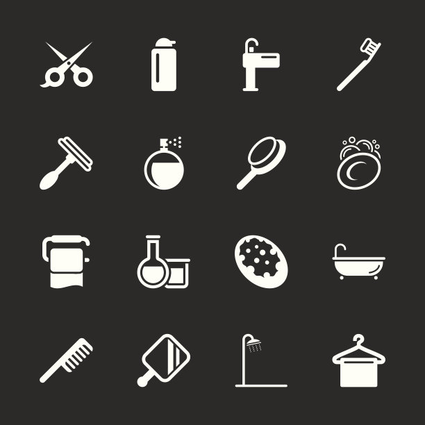 个人护理图标-白色系列| EPS10图片下载