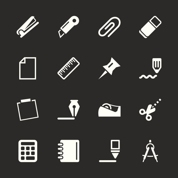 办公图标设置2 -白色系列| EPS10图片下载