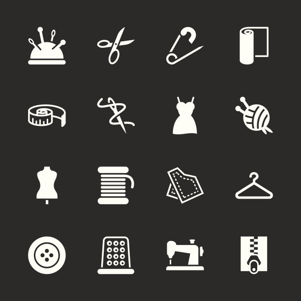 缝纫图标-白色系列| EPS10图片下载