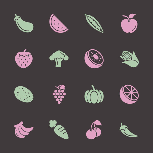 水果和蔬菜图标1 -颜色系列| EPS10图片下载