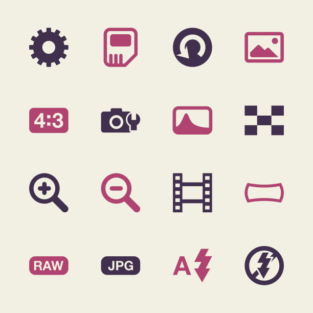 相机菜单图标设置-彩色系列| EPS10图片下载