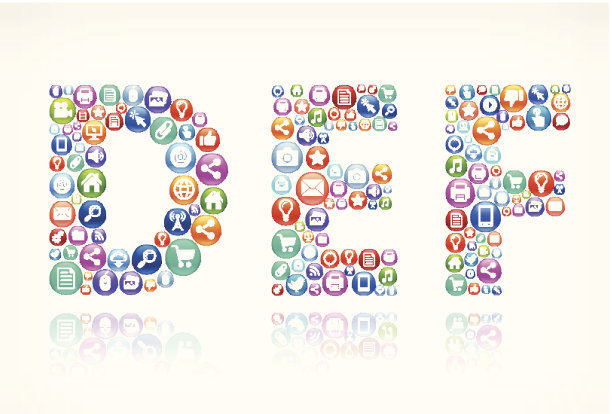 DEF与社交网络和互联网版税免费矢量艺术图片下载