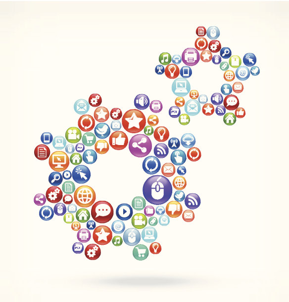 齿轮与社交网络和互联网版税免费矢量艺术图片下载