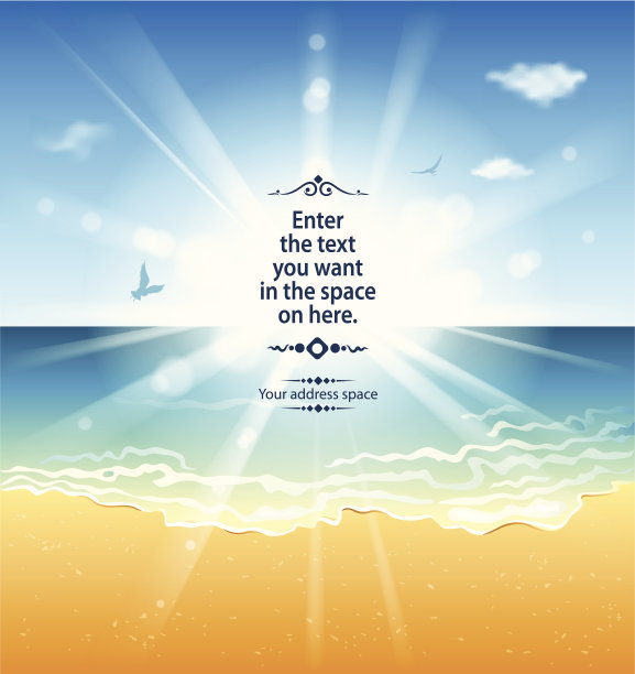 空海滩的矢量插图图片下载