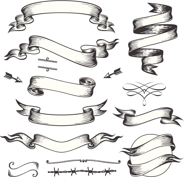 旗帜设置手绘插图素材图片