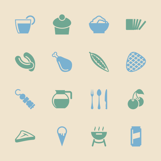 吃的图标集3 -颜色系列| EPS10图片下载