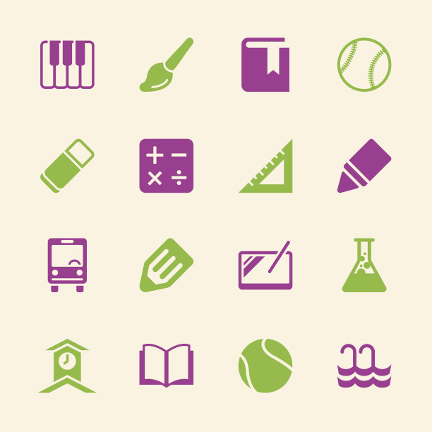 学校图标设置2 -彩色系列| EPS10图片下载