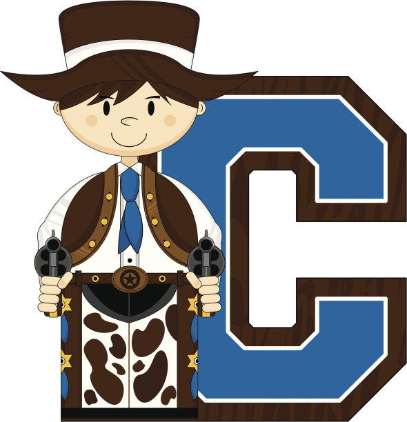 可爱的牛仔学习字母C图片下载