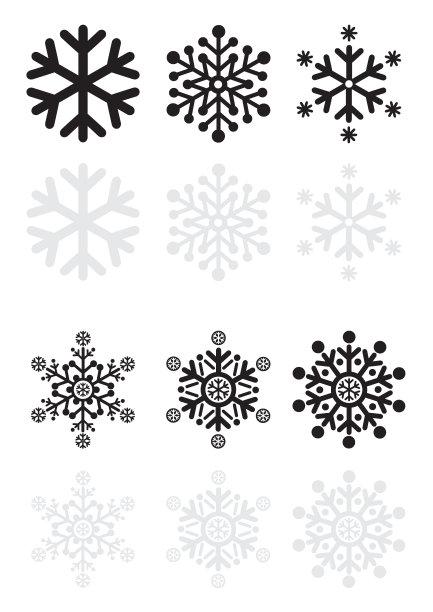 雪花矢量图标集图片下载