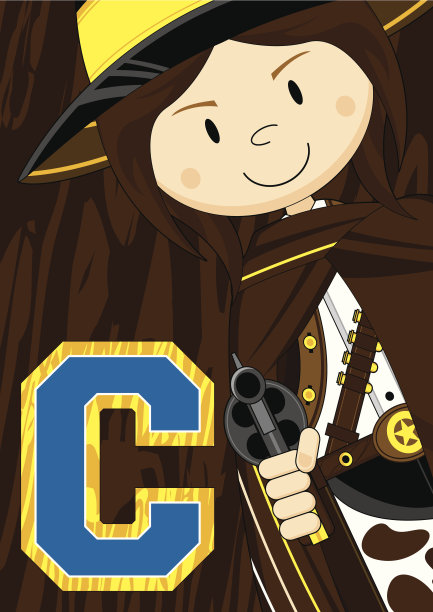 女牛仔警长学习插画图片下载