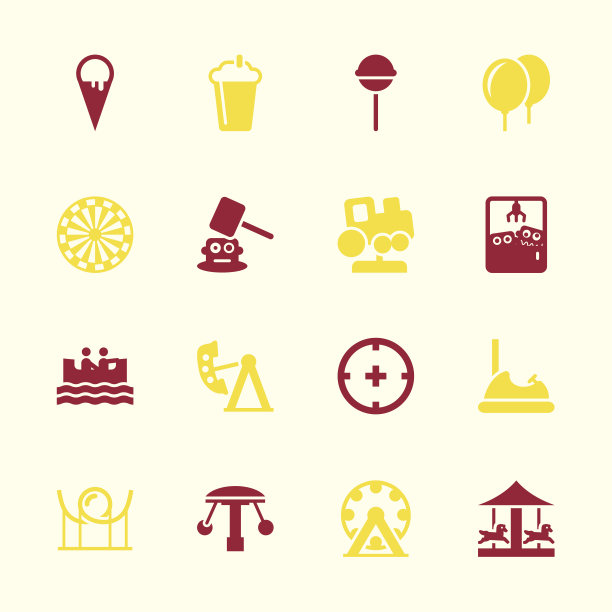 主题公园图标-彩色系列| EPS10图片下载