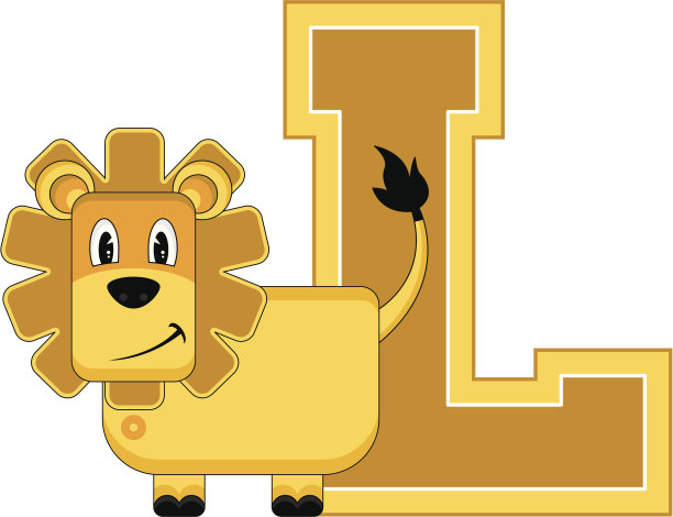 可爱的狮子学习字母L图片下载