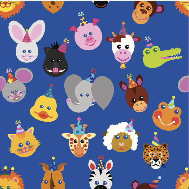 生日派对上的无缝动物图片下载