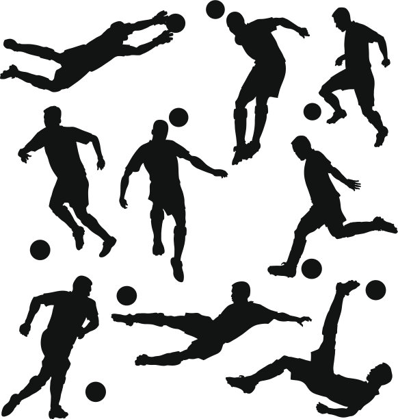 熟练的足球运动员剪影图片下载