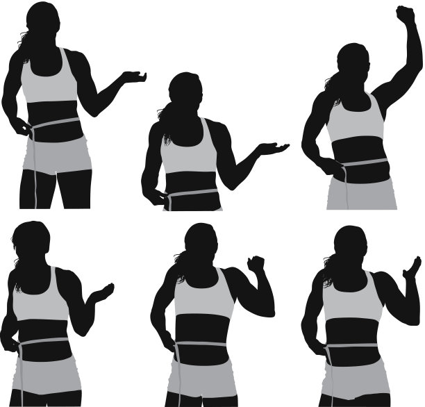 多张女性测量腰围的照片图片下载