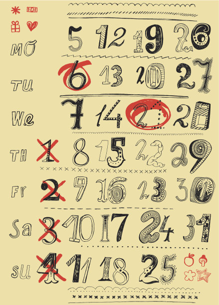 月历中的数字图片下载