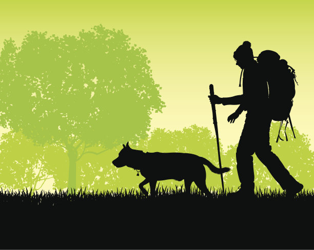 背包客与他的狗-旅程，冒险，徒步背景图片下载