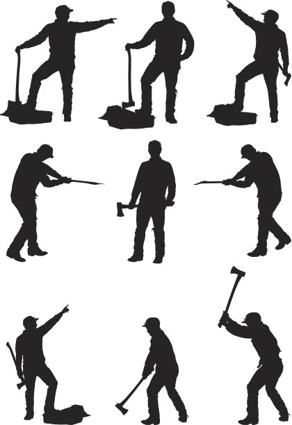 多张伐木工不同姿势的照片图片下载