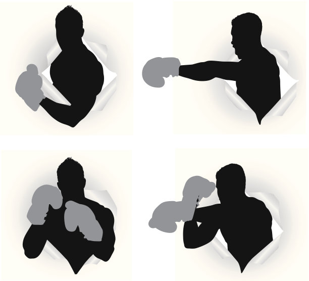 多幅拳击手的图像从纸上浮现出来图片下载