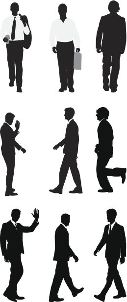 商业人士的多个剪影图片下载