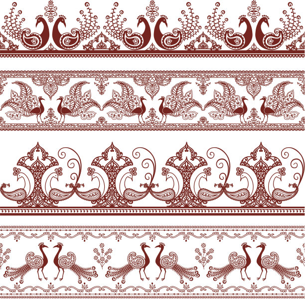 手绘孔雀边界图片下载