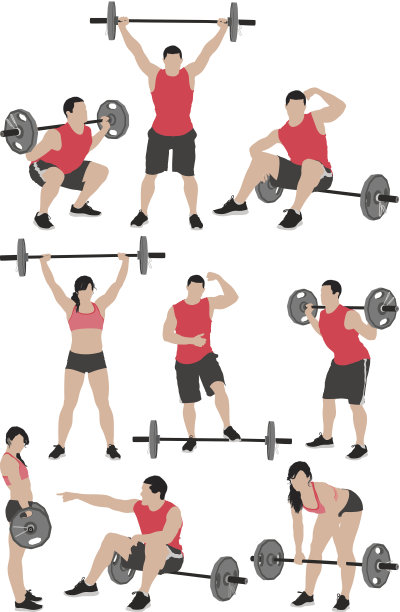 多向量的男人和女人拿着杠铃图片下载