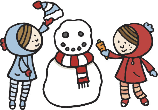 两个孩子在堆雪人图片下载