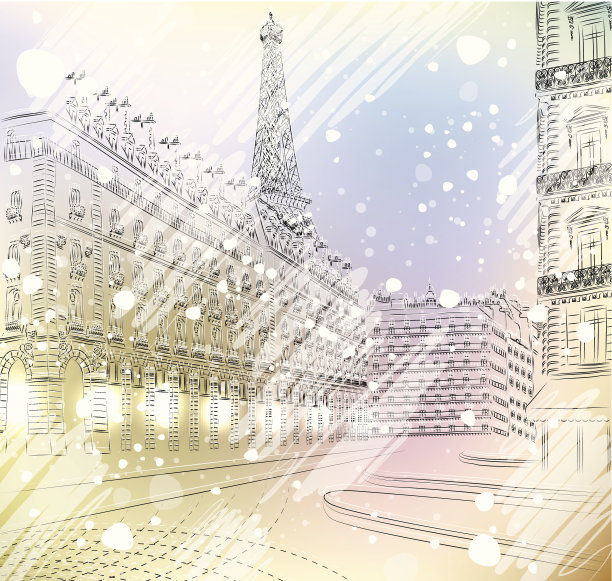 巴黎下雪的圣诞节图片下载