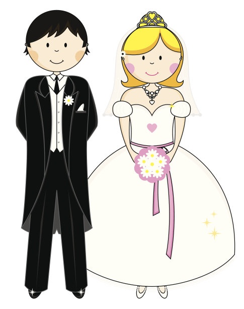 婚礼新娘和新郎的性格图标图片下载