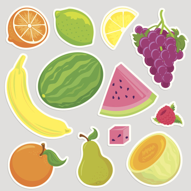 健康的新鲜水果剪纸图标图片下载