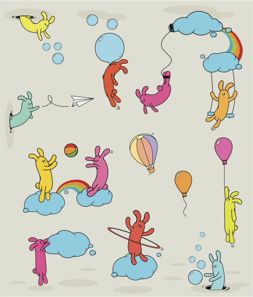 可爱的五颜六色的兔子图片下载