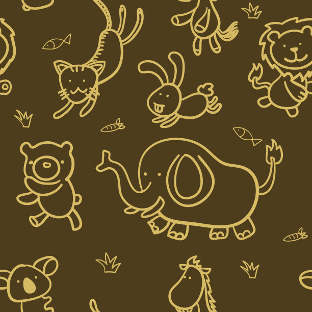 无缝背景-卡通动物图片下载