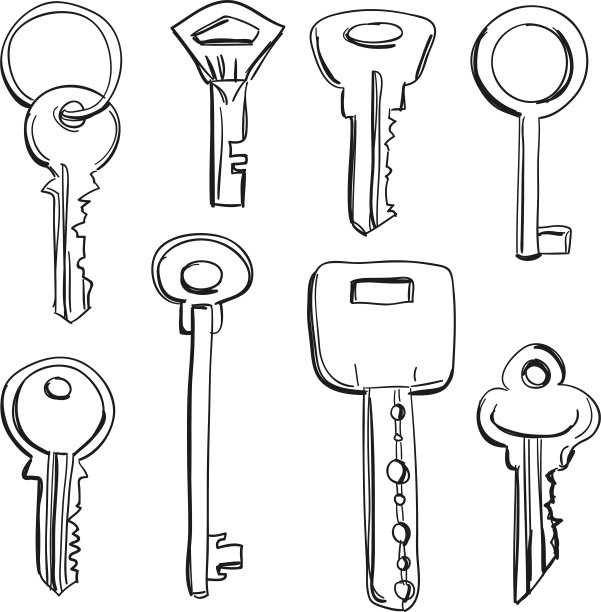 钥匙收集在黑色和白色图片下载