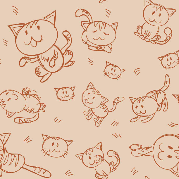 无缝背景-可爱的猫图片下载