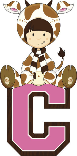 女孩在牛服装学习插图图片下载