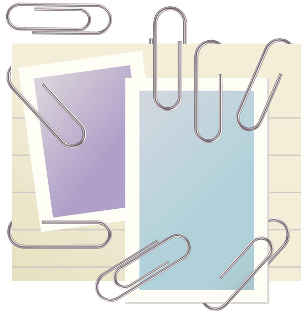 回形针在纸上图片下载