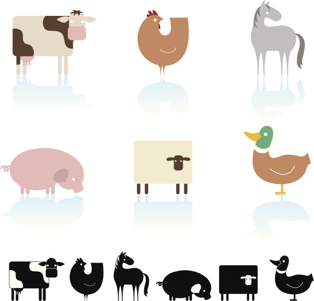农场动物图标集图片下载